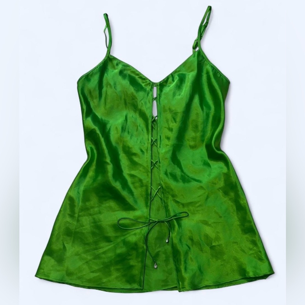 Vintage La SENZA Green Satin Slip